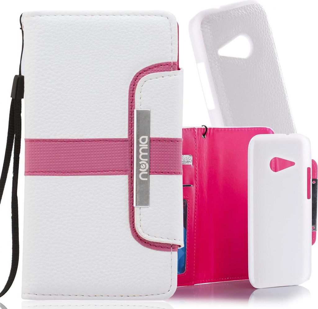 HTC One mini 2 Numia Bookstyle 2 in 1 Weiss-Rosa