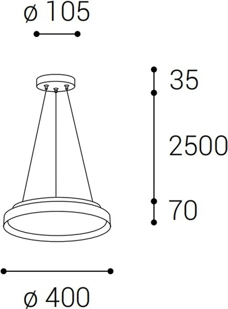 Lustre Suspension LED Circulaire MOON Design Moderne 2CCT Noir Ø 40cm - 8