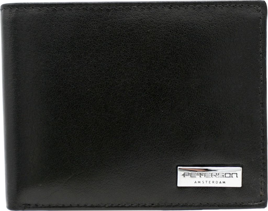 Peterson | Portemonnaie, aus Naturleder, für Männer, Schwarz, 12x9.5 cm