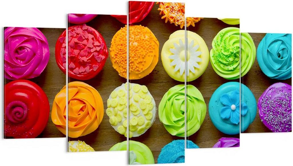 Bild auf Leinwand - Leinwandbild - Bunt kekse dekoration nachtisch - 160x85cm - Wand Bild - Wanddeko - Leinwanddruck - Bilder - Kunstdruck - Leinwa...