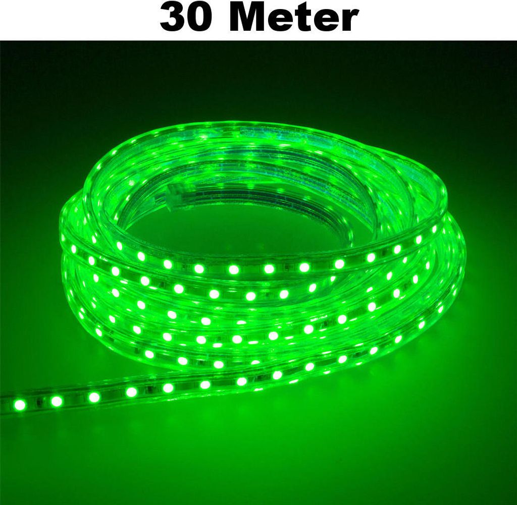 Leuchtstreifen SMD2835 60 LED/Meter LED Strip Stripe Lichtleiste Lichterkette Lichtband Lichtstreifen Band Grün 30 Meter Länge Komplett Set