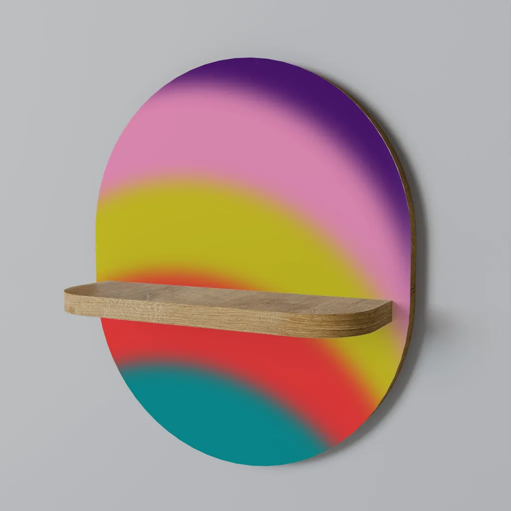 Étagère Ovale RAINBOW TIME en Bois Massif - Tablette Murale Style Vintage