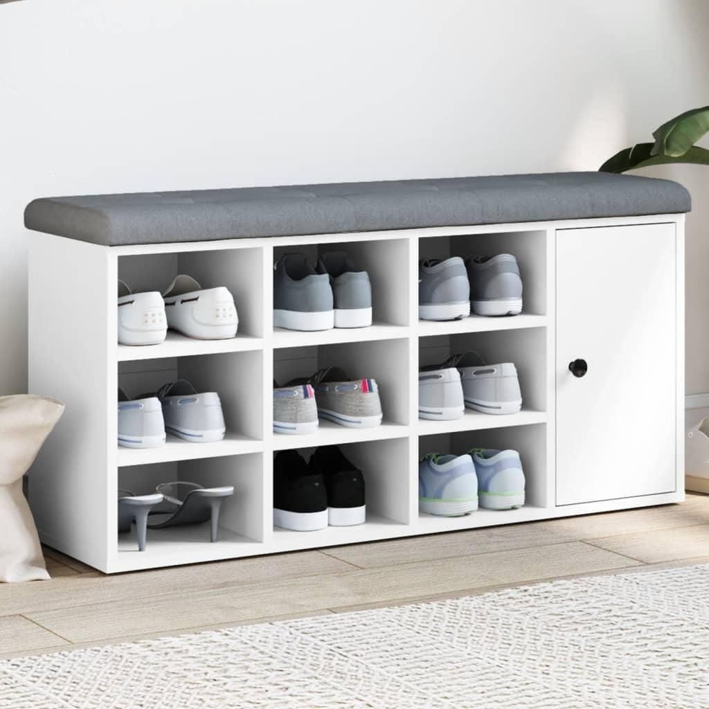 Lavice na boty bílá 102x32x50 cm Materiál na bázi dřeva Obrázek produktu 
