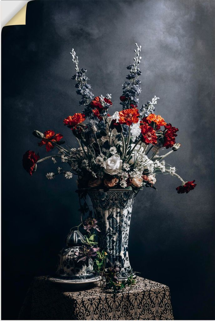 ARTland Wandbild, selbstklebend Mohnblumen Stilleben Größe: 80x120 cm