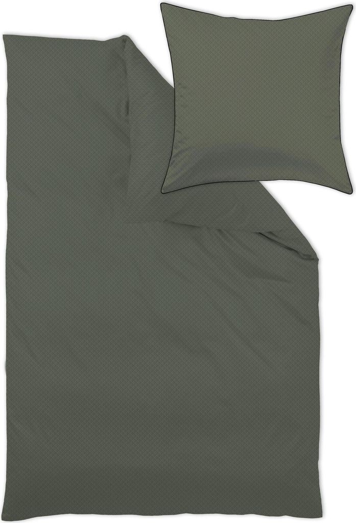 Curt Bauer Mako-Brokat-Damast-Bettwäsche-Garnitur Dessin 9008 AREZZO Farbe olive-3825 Größe 135x200 + 80x80 cm
