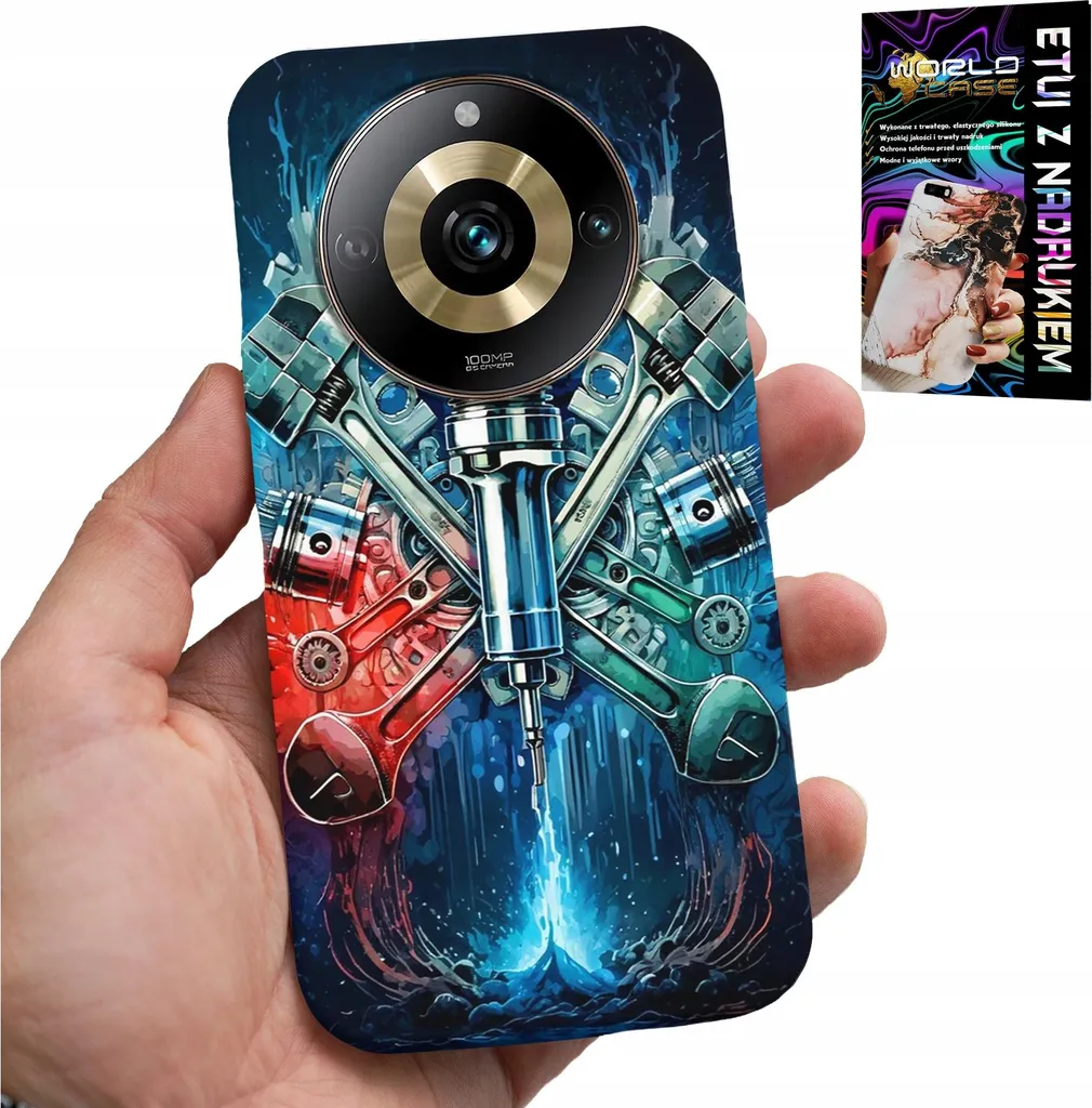 Custodia Realme 11 Pro Design Motore Meccanico con Pellicola Vetro 9H