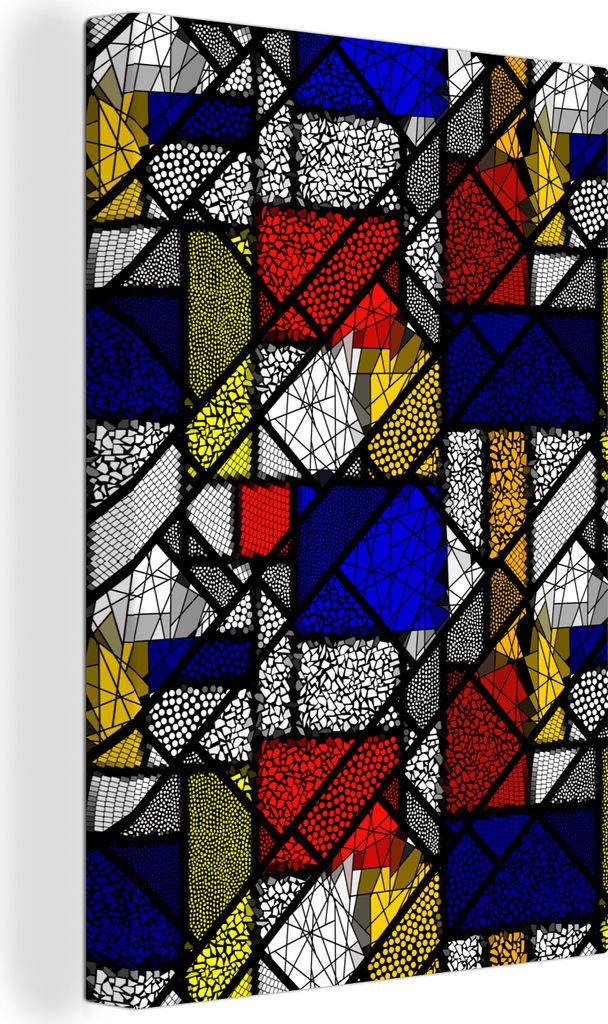 OneMillionCanvasses - Leinwandbilder - 90x140 cm, Mondrian - Glasmalerei - Alte Meister - Kunstwerk - Abstrakt - Malerei, Wandbilder Kunstdruck W...
