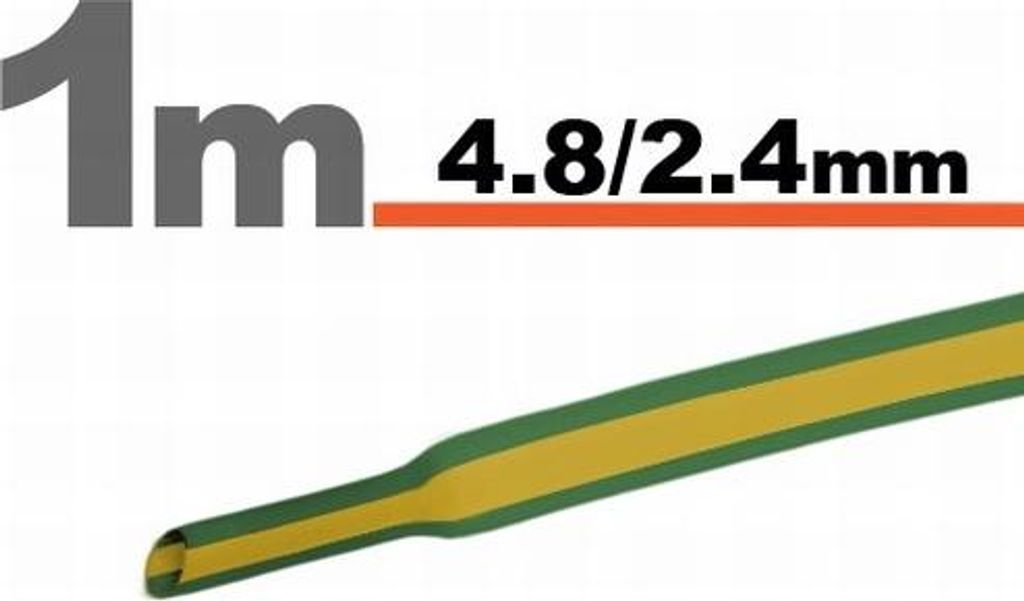 5 x 1 Meter Schrumpfschlauch Grün/Gelb 4,8/2,4 mm – 5 Stück à 1 Meter – Schrumpfschlauch zur Isolierung und zum Kabelschutz – Geeignet fü...