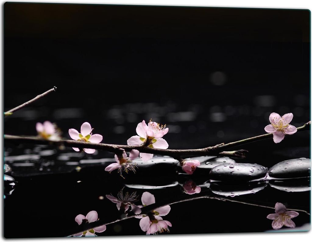 Glasschneidebrett Herdabdeckplatte Glaskeramikkochfeld Universal 52x40 cm Schwarz Blume