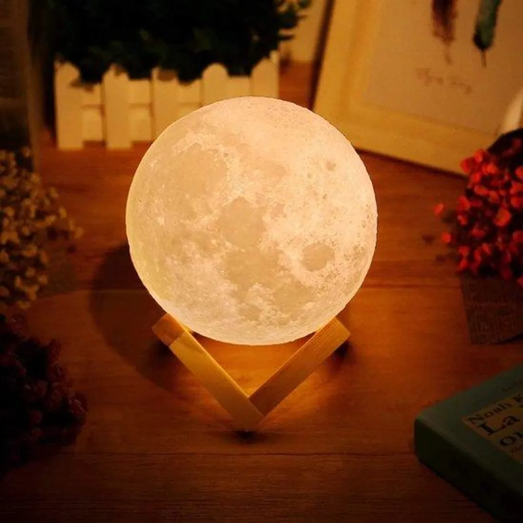 Veilleuse Lune 3D tactile et lampe de chevet LED pour ambiance zen