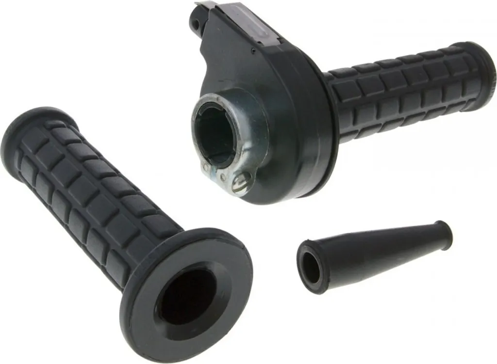 Jeu de poignées d'accélérateur avec grip caoutchouc noir pour guidon 22mm