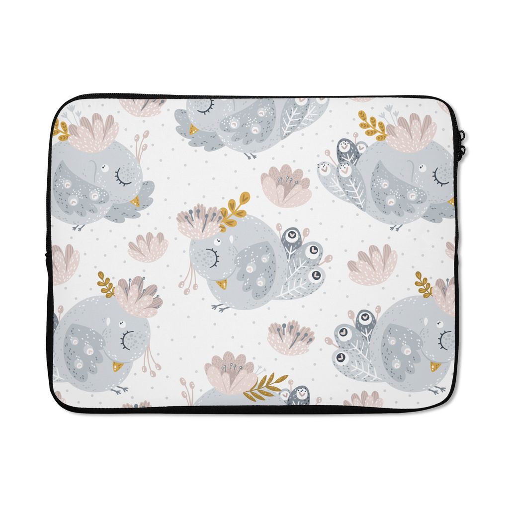 MuchoWow Laptop Hülle 17 Zoll Laptoptasche Mädchen - Muster - Vogel - Kinder - Zipper - Schutzabdeckung