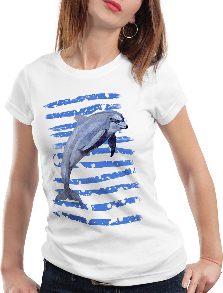 style3 Tümmler Damen T-Shirt delfin urlaub strand, Größe:S