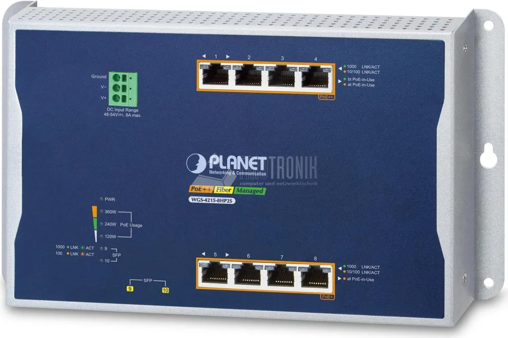Switch PoE Industriel IP30 Gigabit 4 Ports Ethernet PLANET Administrable