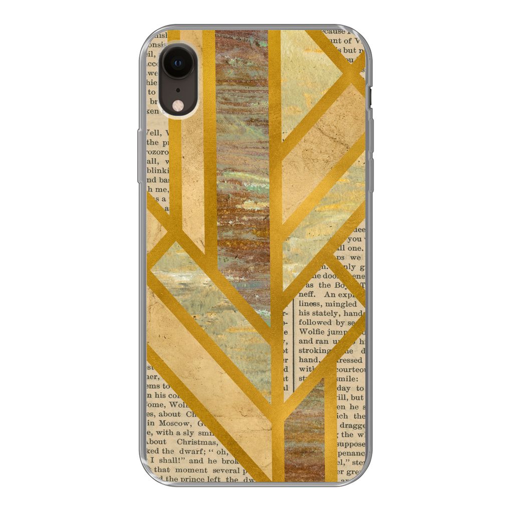 MuchoWow Handyhülle Schutzhülle Hülle für iPhone XR Gold - Marmor - Vintage Silikon Softcase Handy Hülle - Schutzdeckel