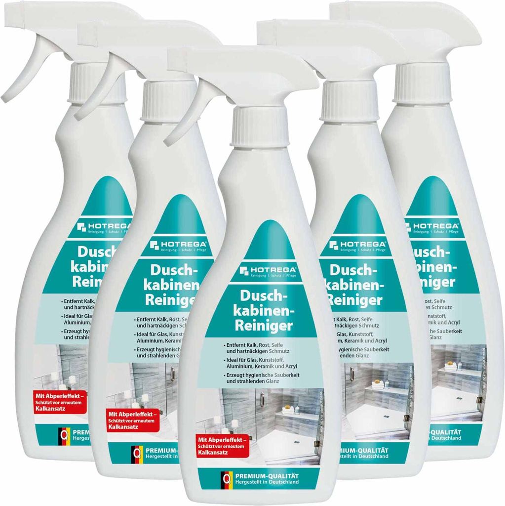HOTREGA Duschkabinen Reiniger 500 ml - Badreiniger, Sanitärreiniger, Glasreiniger, Kalkreiniger, Kalklöser