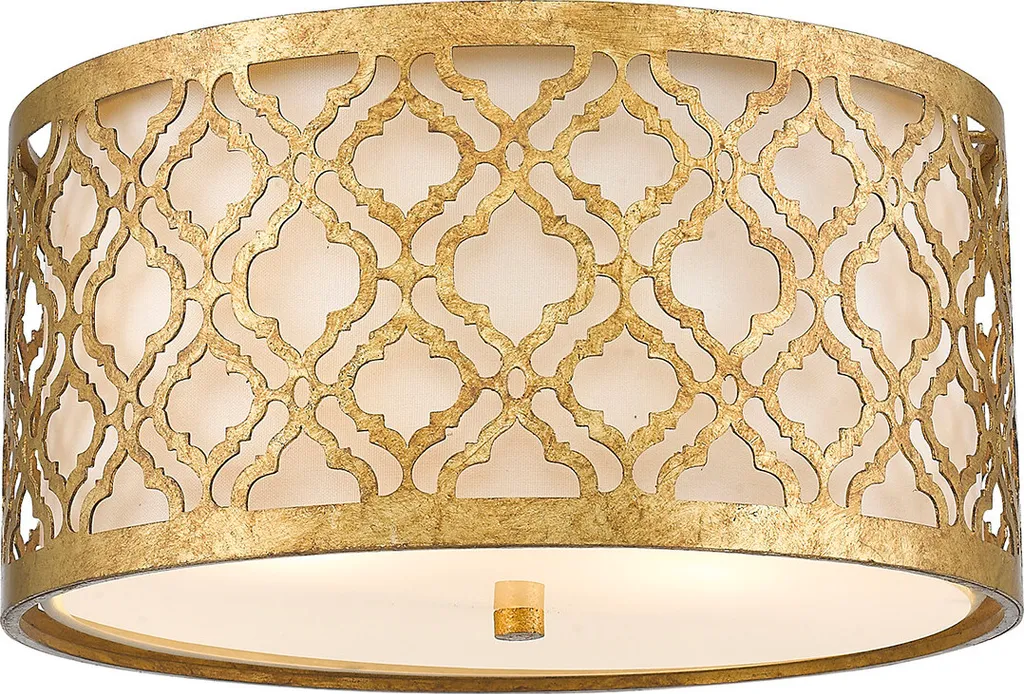 Plafonnier Arabella Doré Nola 40,6 cm Abat-jour Ajouré 2xE27 60W Or Vieilli