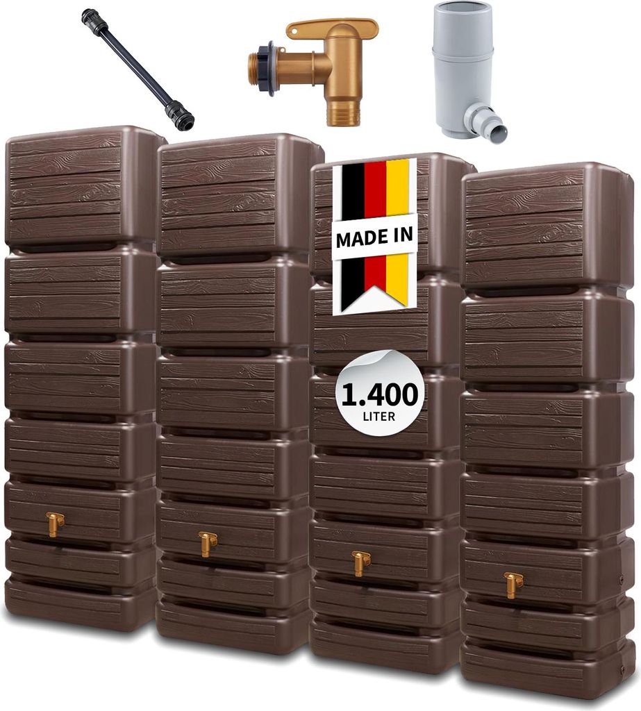 4rain SLIM WOOD DECOR Wandtank-Set 1400 Liter darkwood
