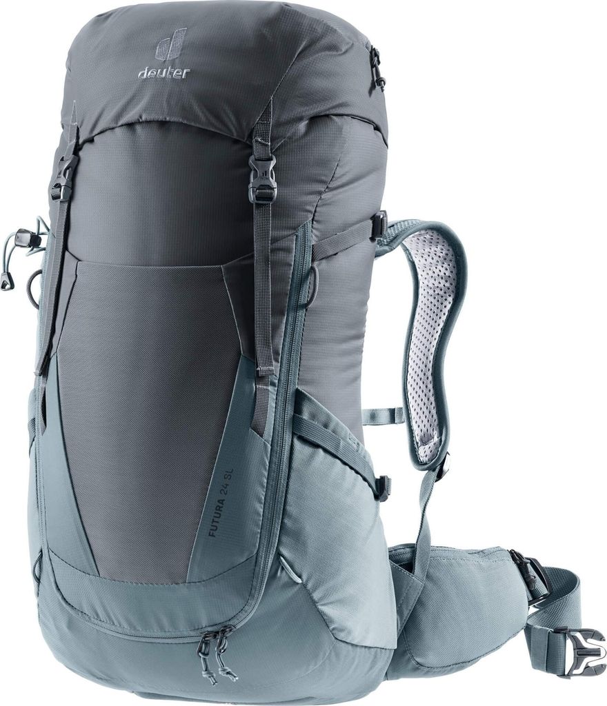 A gray Deuter Futura 24 SL backpack is shown against a white background.