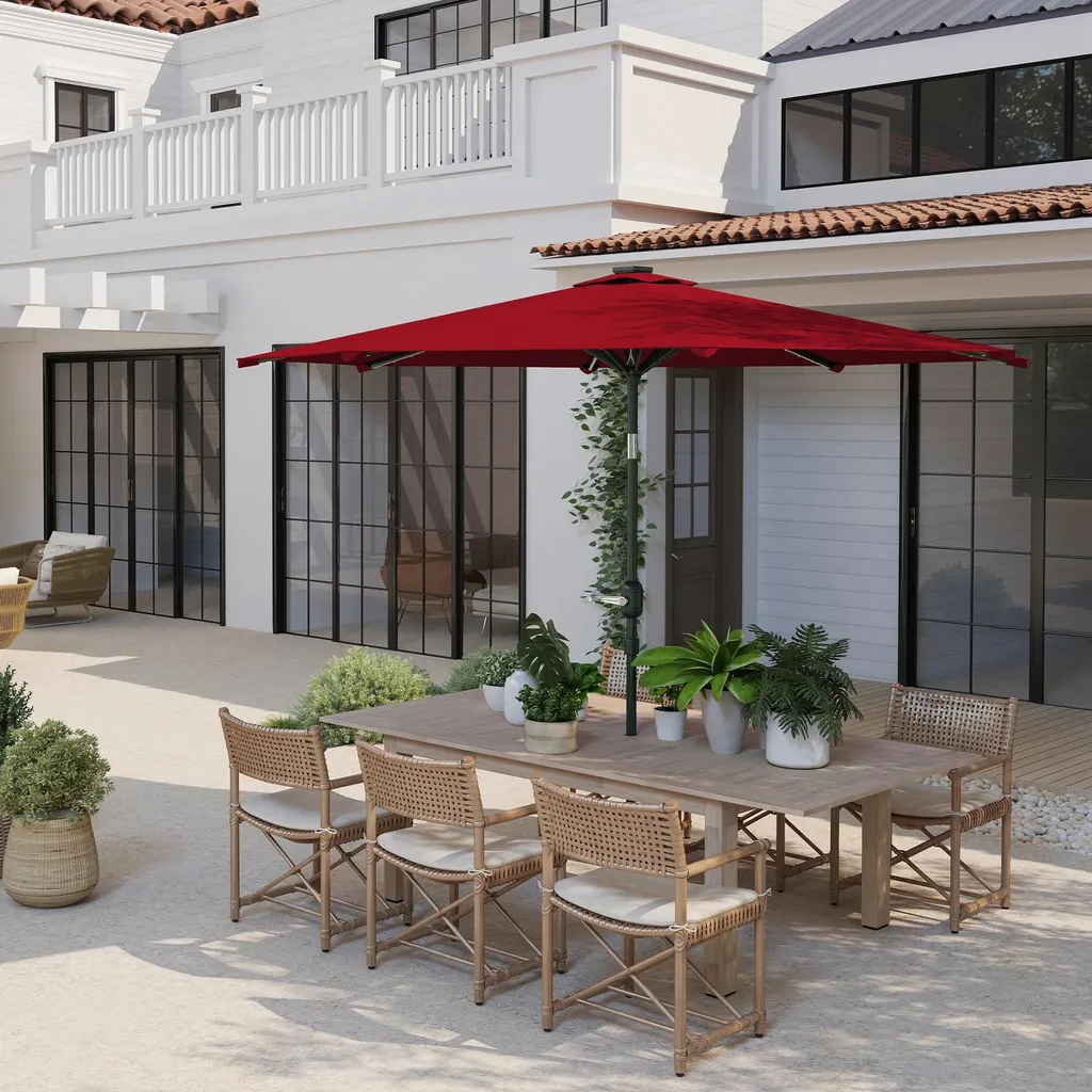 Parasol Inclinable Bordeaux Ø 292 cm - Hauteur 252 cm - Structure Acier