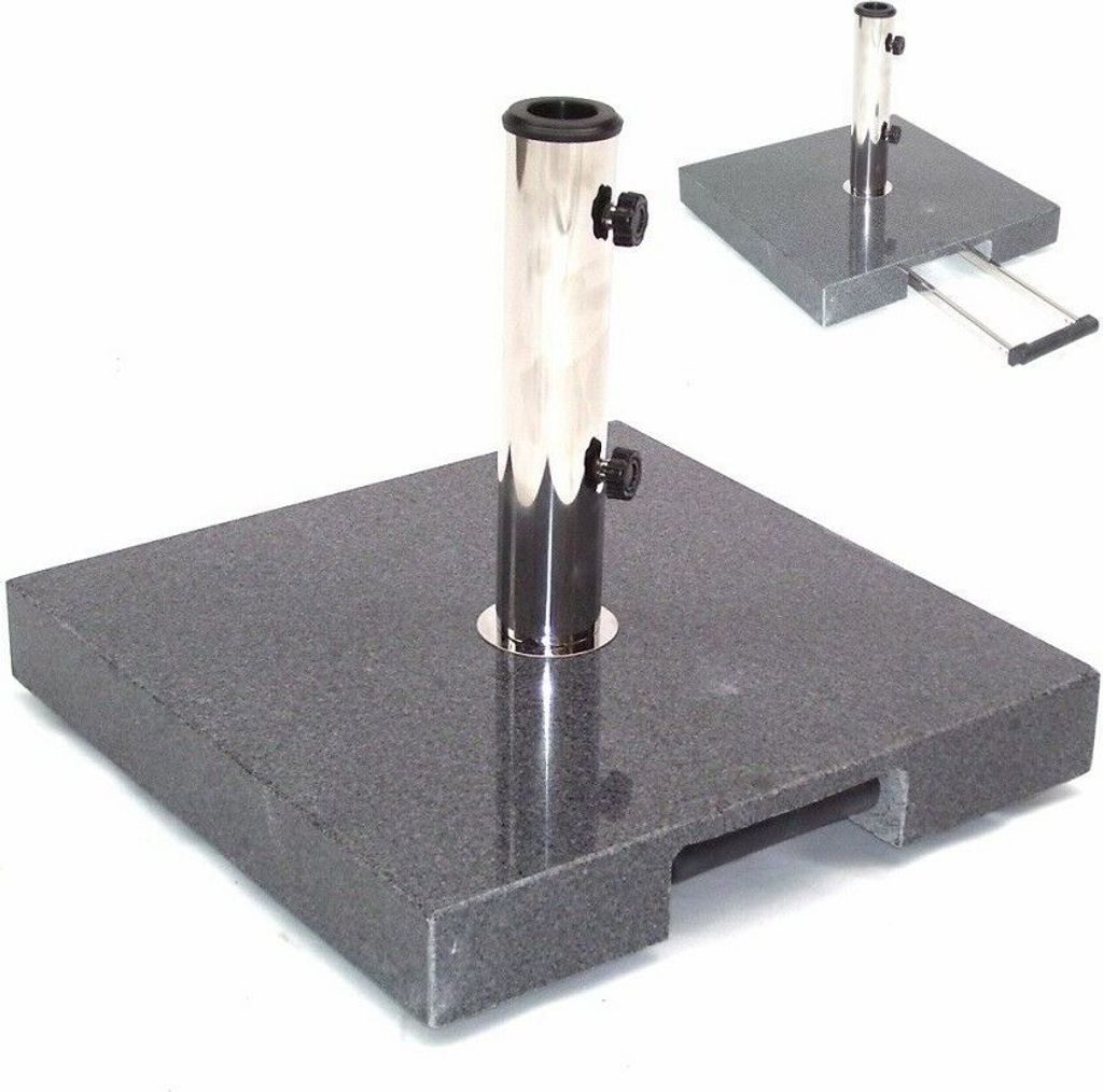 55881 Granit Sonnenschirmständer 35kg 45x45x6.5 Rollen Schirmständer Trolley Ständer