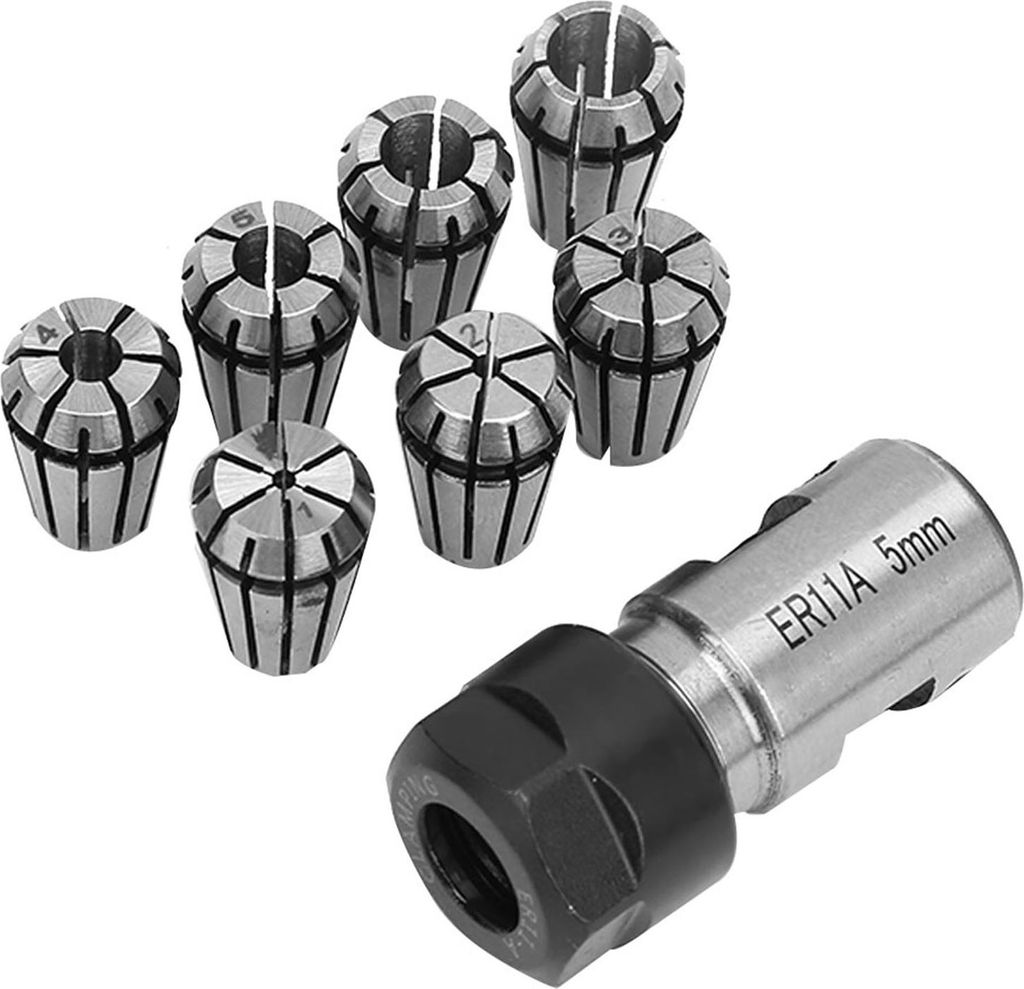 7PCS ER11 5mm Motor Shaft Holder Extension Rod ER11 1‐7mm Spring Collets Set