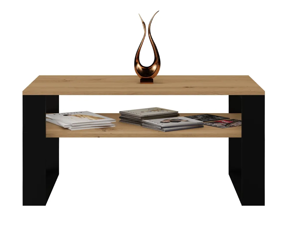 Table basse design bois clair noir LAUREN 2 | Table de salon moderne