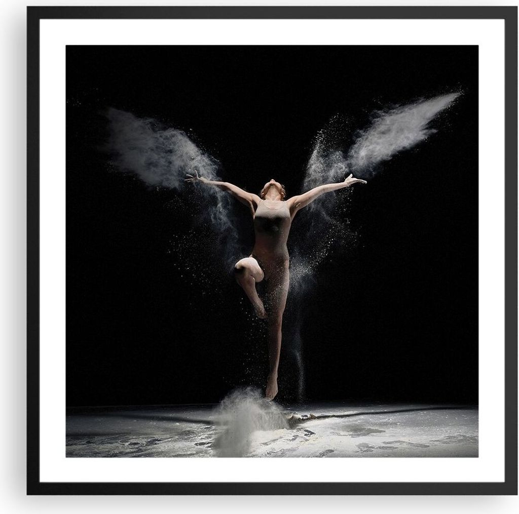 Gerahmtes Poster - Schwarzer Rahmen - Fotografie Tanz Flügel - 60x60 cm - Wand Bild - Wanddeko - Wandbilder - Kunstposter - Wandposter - Bilderrah...