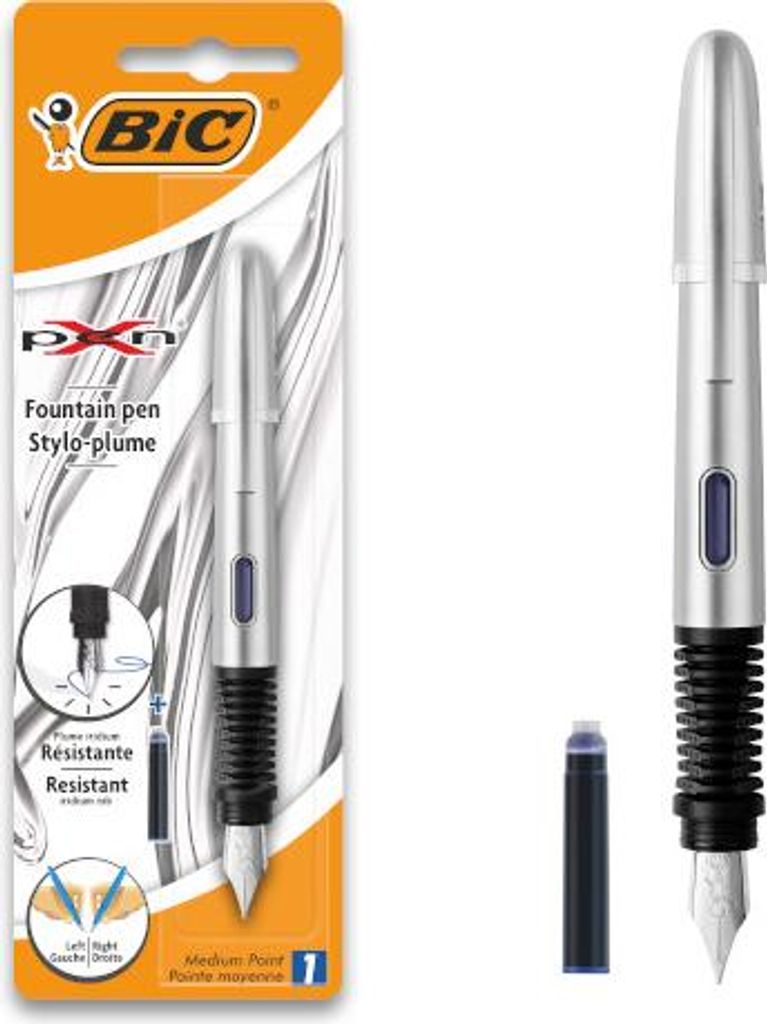 BIC X Pen Chrome Silver FP Blue Füllfederhalter, Blisterpackung mit 1 Stück