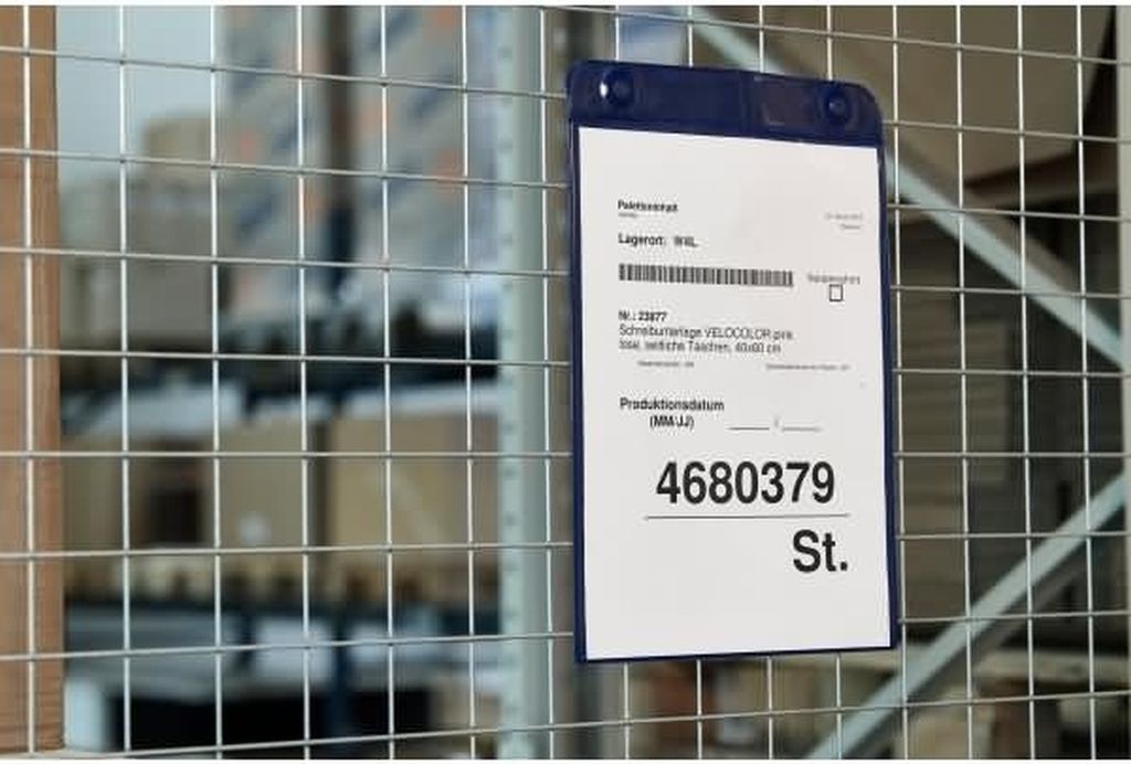 Neodym-Magnettasche A4 225x340mm blau Packung mit 20 Stück