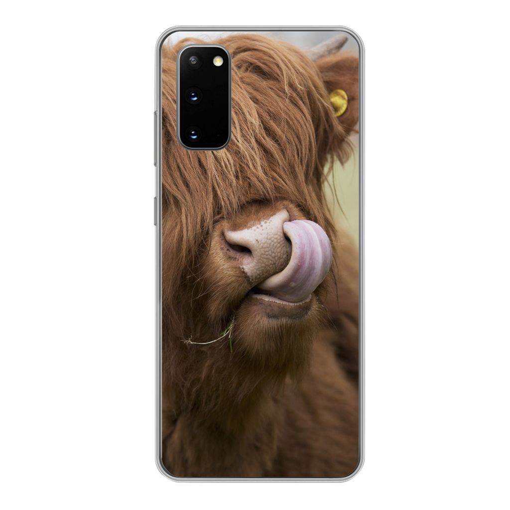 MuchoWow Handyhülle Schutzhülle Hülle für Samsung Galaxy S20 Schottischer Highlander - Braun - Tiere Silikon Softcase Handy Hülle - Bild