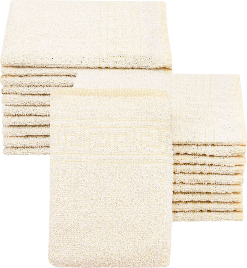 Waschhandschuhe 20er Set, Baumwollmix, gelb, 16x22 cm