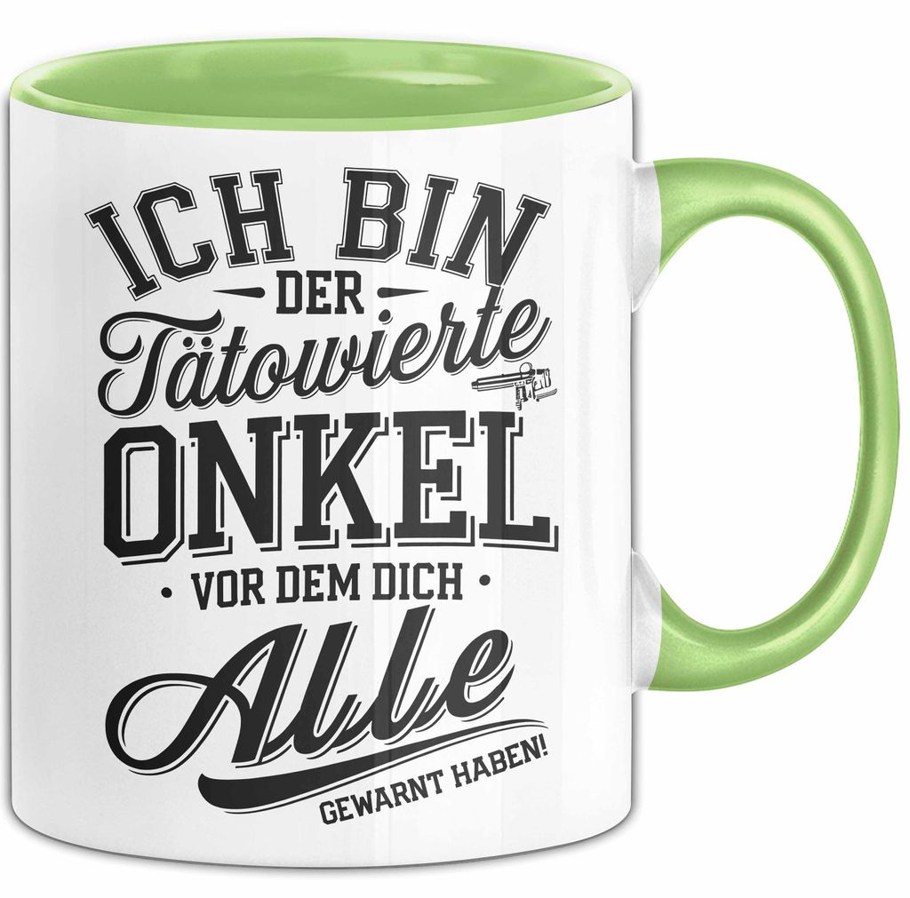 Tätowierter Onkel Tasse Geschenk Lustige Geschenkidee Spruch (Grün)