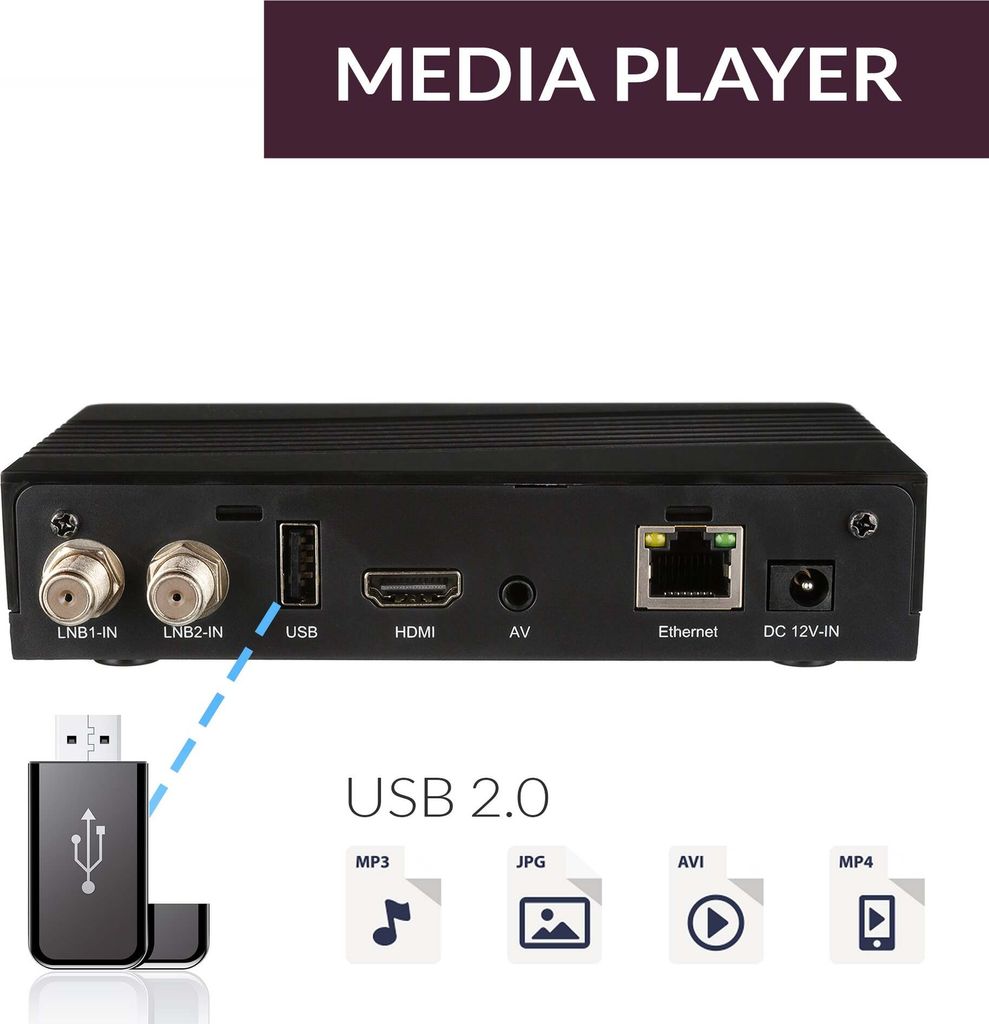 Xoro HRS 9194, Twin HD DVB-S2 Receiver, schwarz, PVR Ready Produktbild 5