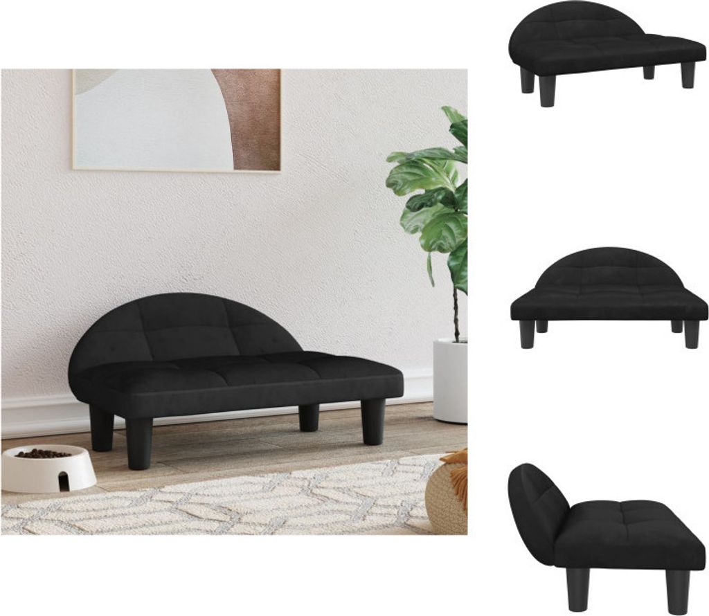 vidaXL Hundebett Schwarz 70x52x30 cm Samt - Hundebetten