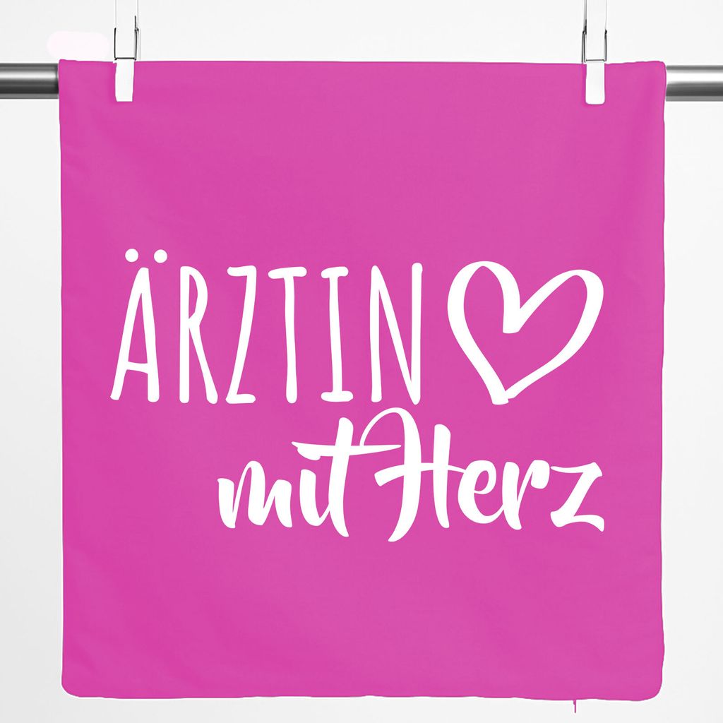 Huuraa Kissenbezug Ärztin mit Herz 40x40cm Fuchsia Baumwolle Dekokissenbezug Geschenkidee