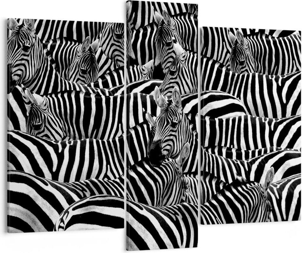 Bild auf Leinwand - Leinwandbild - Tiere Zebra Streifen - 95x80cm - Wand Bild - Wanddeko - Leinwanddruck - Bilder - Kunstdruck - Wanddekoration - L...