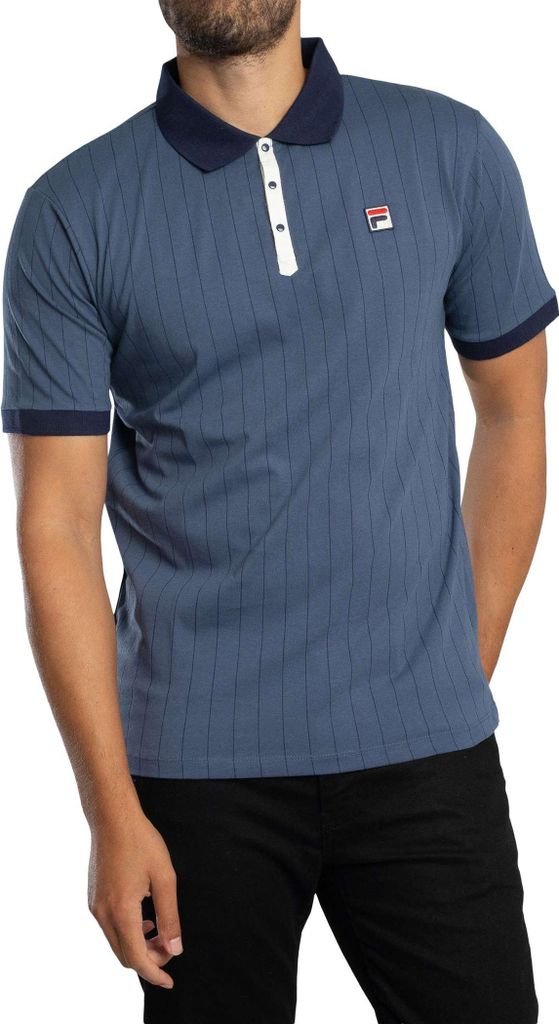 Fila BB1 Klassisches Poloshirt mit Vintage-Streifen, Blau S