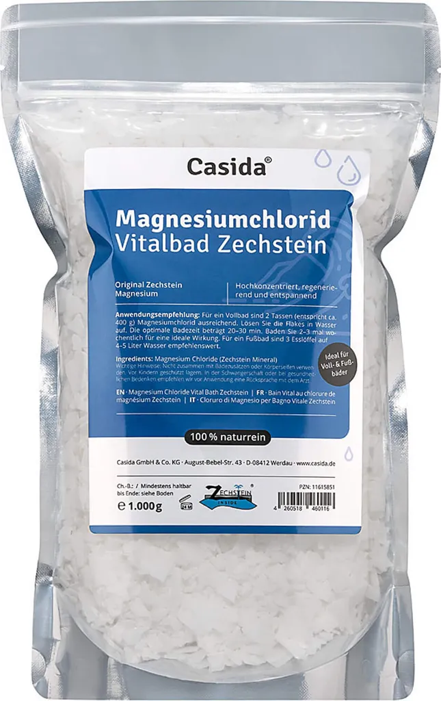 Casida Bagno Vitale Magnesio Zechstein 1000g: Rituale Relax e Pelle Sana