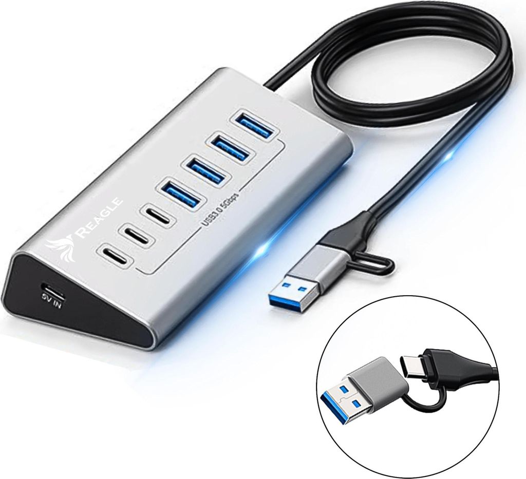Usb Hub Active 7-Port Usb 3.2 Distributor 7In1 Usb-C To 36W Reagle