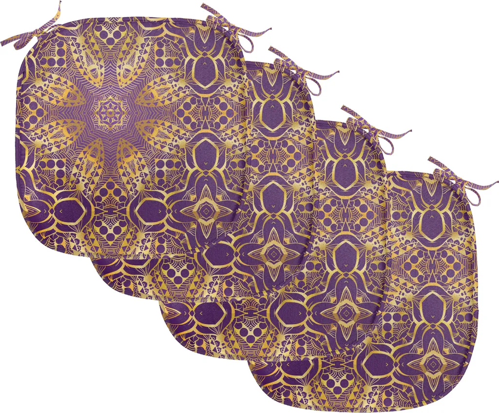 Cuscini Sedie Mandala Viola Giallo ABAKUHAUS 4 pezzi 40x40cm