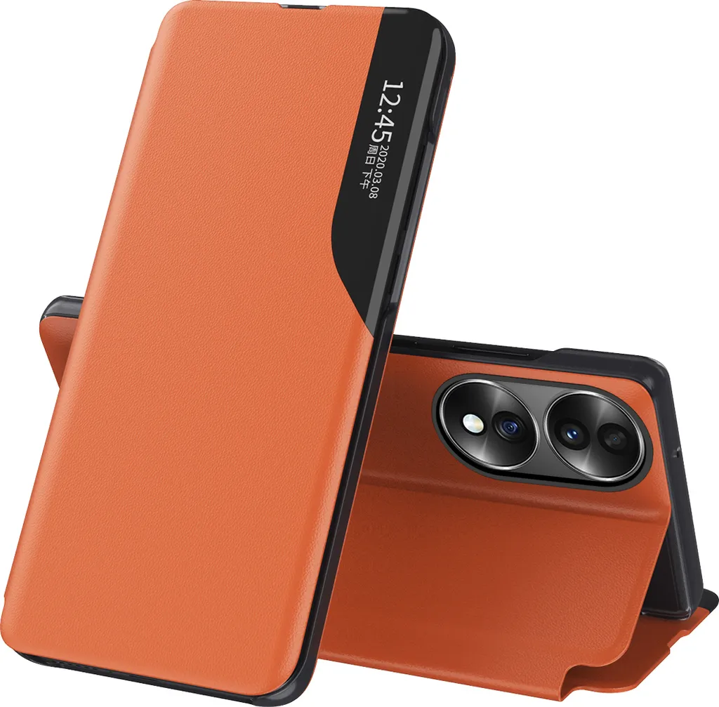Custodia in Pelle PU Honor X7B Arancio - Design Flip con Stand