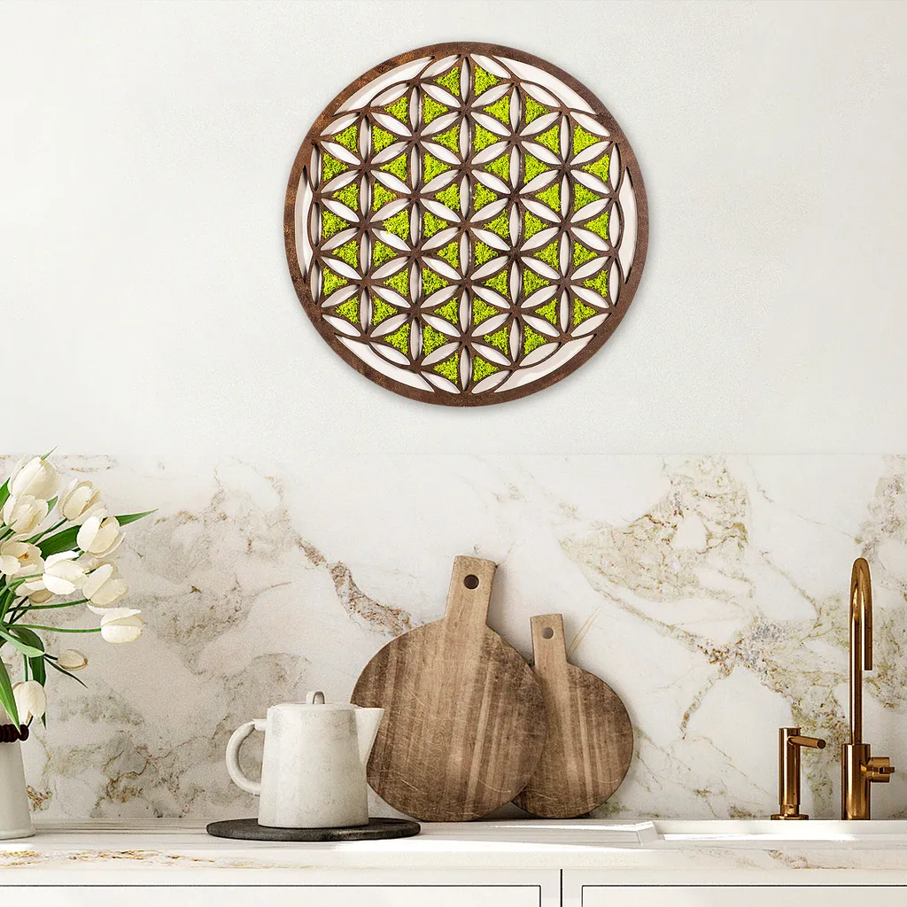Wallity Décoration Murale Géométrique Verte en MDF - Design 44x44 cm