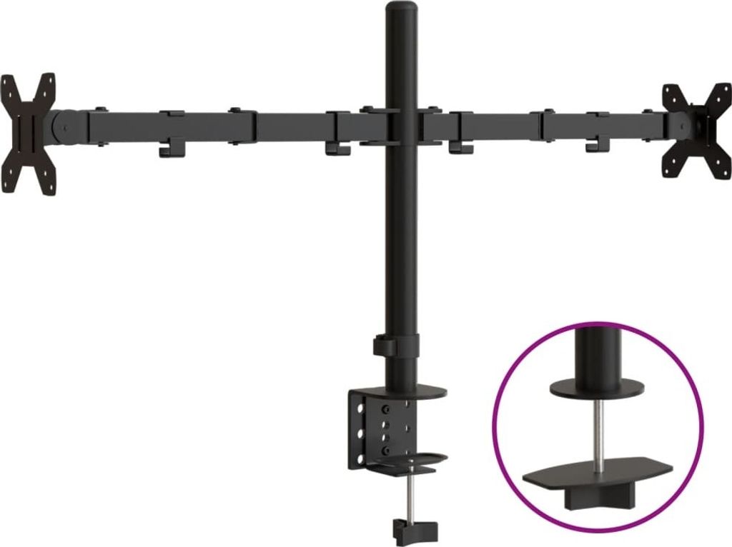 vidaXL Tischhalterung für 2 Monitore Schwarz Stahl VESA Produktbild 