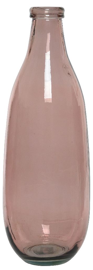 Decoris Vase/Blumenvase aus recyceltem Glas - 15 x 40 cm - rosa