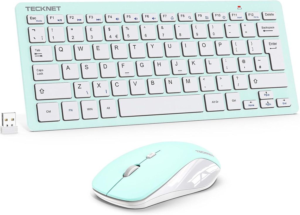Kabelloses Tastatur Maus Set, Deutsch QWERTZ Layout, 2.4 GHz Funk Mini Tastatur Mouse, 15m Reichweite Verbindung, Wireless Leise Funktastatur mit Maus