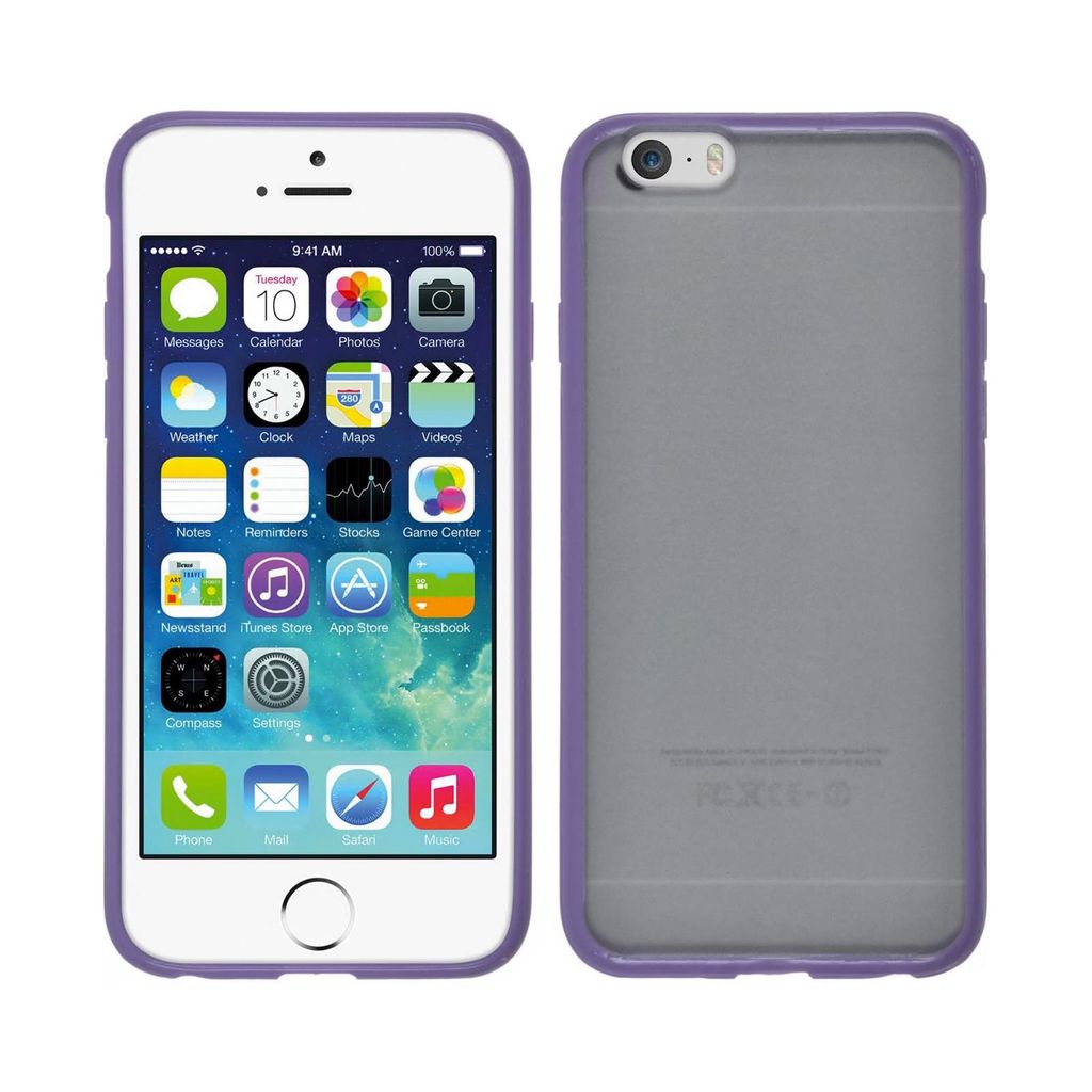 PhoneNatic Case kompatibel mit Apple iPhone 6s / 6 - Hülle lila Frame Hard-case + 2 Schutzfolien