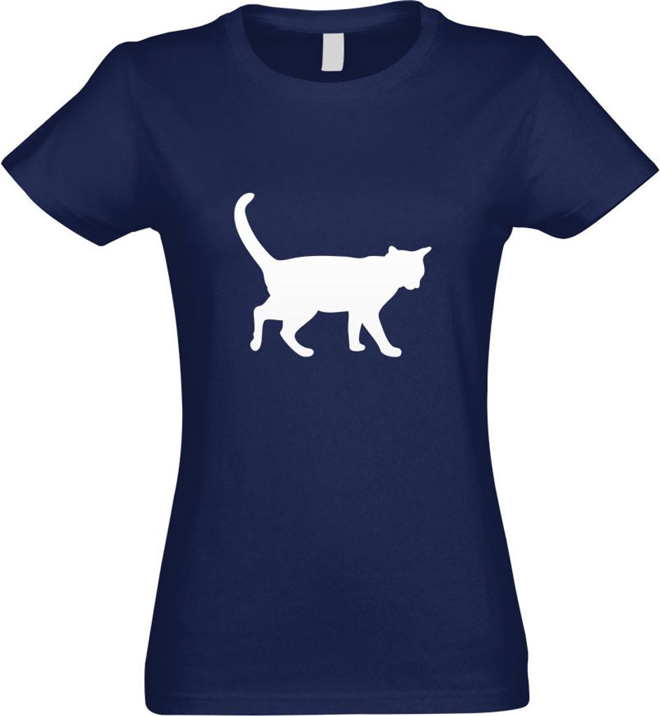 Kiwistar - T-Shirt tailliert - Damen - Navy - Katze - mit Motiv Bedruckt - Funshirt Design - Sport - Freizeit - Damen - M