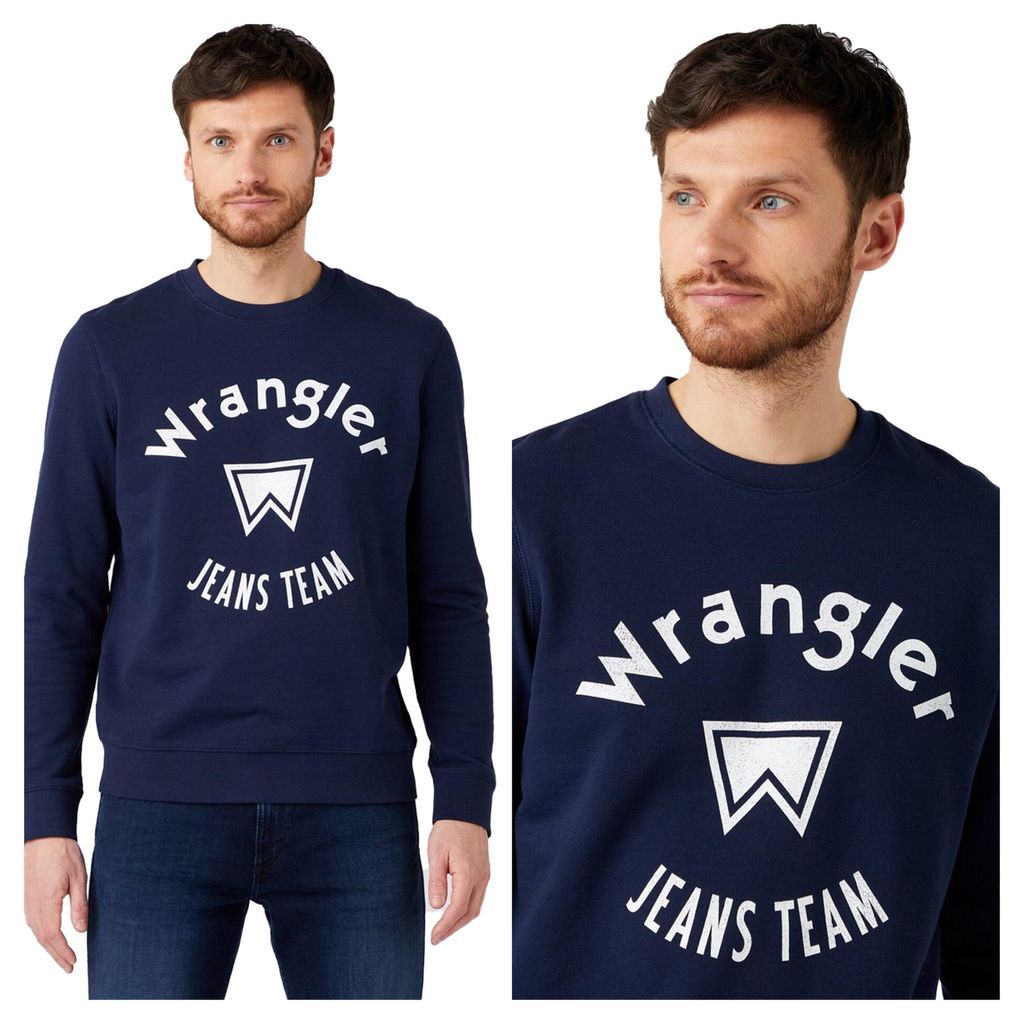 WRANGLER Herren, Sweatshirt CREW SWEAT, XL, Blau, ralph, lauren, pullover