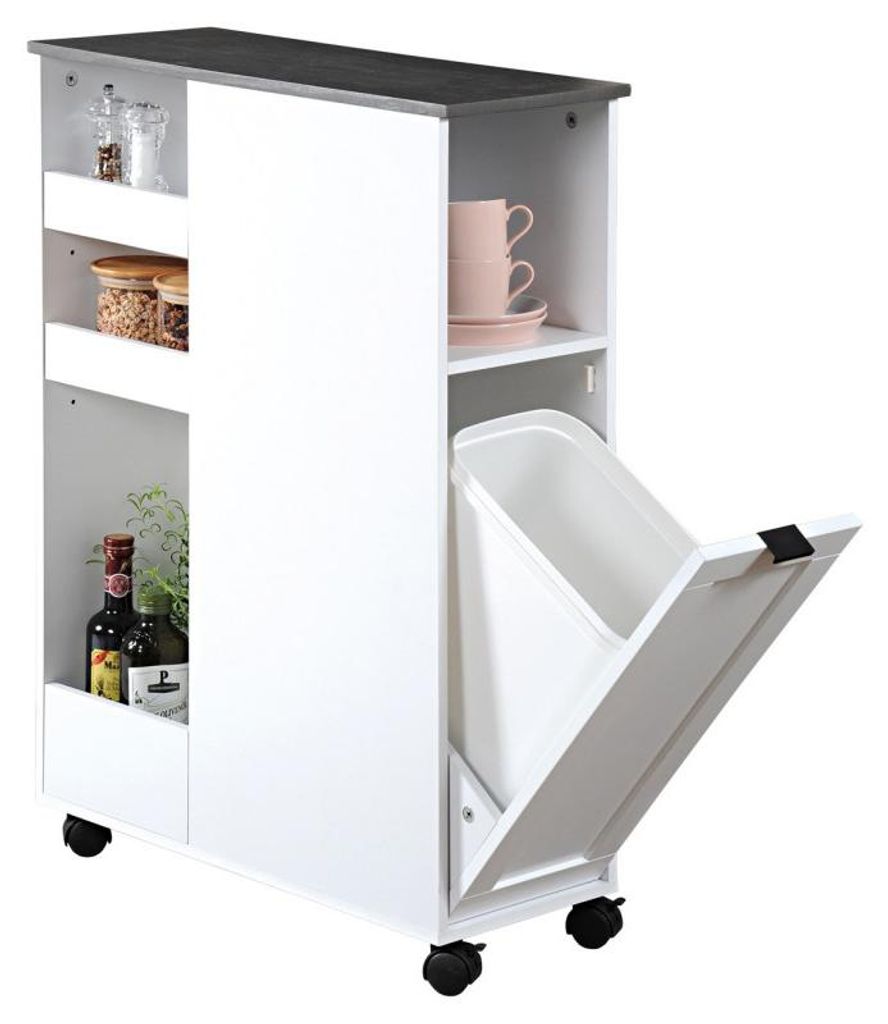Kuchynský vozík Kesper 2485013, 4 poličky, 4 kolieska, koš Obrázok produktu 